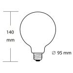 Vintage design ledlamp voor sfeerverlichting, E27, G95, Edison-gloeilamp, 4 W, 100 lm, 1800 K, smoke, extra warmwit, 320 graden, 230 V, flikkervrij, niet dimbaar, 2 jaar garantie