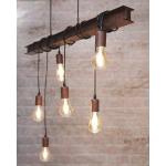 pendellamp TOWNSHEND 4, 6 lichtbronnen vintage pendelarmatuur in industrieel ontwerp, retro hanglamp van staal, kleur: antiekbruin, fitting: E27