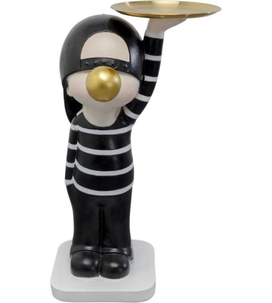 Design Beistelltisch Bubble Boy, Schwarz/Weiß, Gold, 42cm Durchmesser, Lustiges Design, Kaffeetisch, Couchtisch, Wohnzimmertisch, Runde Ablage, Edelstahl, 73,5x41,5x34 cm (H/B/T)