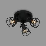 - Retro plafondlamp met traliekap, 3-lichts vintage plafondlamp, E14 fitting max. 25 watt, verstelbare lampenkappen, rustieke plafondspot gemaakt van staal, zwart.