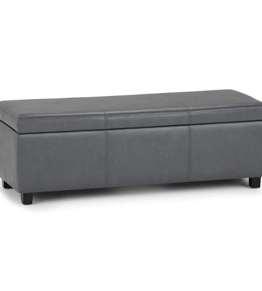 Ottomane aus Leder mit Stauraum und getuftetem Holz mit Fußstütze – moderner, rechteckiger Couchtisch für Wohnzimmer, Schlafzimmer