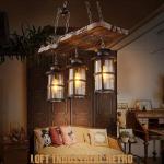 Vintage hanglamp E27 x 3 industriële hanglamp retro hout hanglamp zwart ijzer glas lampenkap in hoogte verstelbaar loft hanglamp binnen kroonluchter voor eetkamer woonkamer bar ca