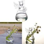Blumenvase in Engelsform, niedlich, klares Glas, Blumenständer, hängende Vase für Hydrokulturbehälter, Wohnzimmer, Schlafzimmer, Heimdekoration