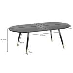 Salontafel, 120 x 60 x 41,5 cm, in marmerlook, zwart, modern, design woonkamertafel met metalen frame, grote bijzettafel, woonkamer