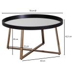 Koffietafel Glas en Metaal 78 x 42,5 x 78 cm Salontafel Goud en Zwart | Ronde Tafel Woonkamer Moderne | Glazen Tafel Bijzettafel Rond