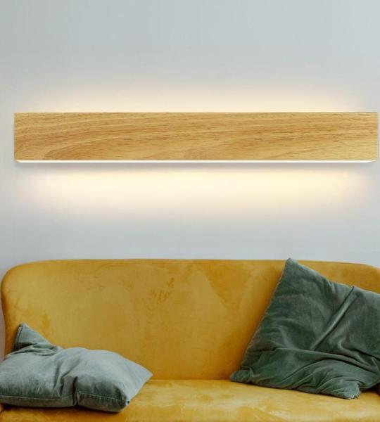 Led-wandlamp voor binnen, 52 cm, hout, moderne hallamp, up en down, 17 W, indirect 3000 K, warmwit, wandverlichting voor woonkamer, slaapkamer, hal, trappenhuis