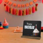 Leisteenbord, 8 stuks, klein krijtbord met rustieke houten standaard, buffet, prijskaartjes, standaard, drankkaart voor bar, café, verjaardag, bruiloft, bevat 3 stiften (stijl 2)