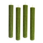 Set van 4 rustieke staafkaarsen, H: 24 cm Ø: 3,4 cm, 24 uur brandduur, dikke kaarsen, dinerkaarsen, tafelkaarsen, kerkkaarsen, kleur: grasgroen