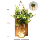 Mason Jar Licht,(2 stuks), gang decoratie anddecoratie, groene nepplant, lichtketting in glas, woonkamer houten decoratie met glas, warm wit, tuinhanglampen voor buiten (groene pla