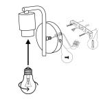 2 stuks vintage wandlampen voor binnen, industriële wandverlichting, E27, retro lamp van metaal en hout, vintage wandlamp voor woonkamer, eetkamer, slaapkamer, hal, keuken, wit