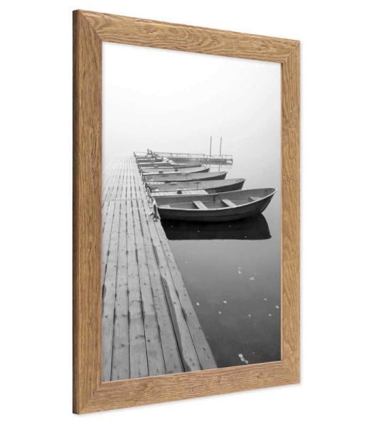 Fotolijst, beach-stijl, rustiek, massief hout met glasplaat incl. accessoires, eiken, 30x45 cm