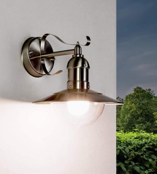 Buitenwandlamp aluminium kunststof in goud antiek IP44 balkonhuis B: 24 cm E27 max. 60 watt landhuis rustieke wandlamp tuin