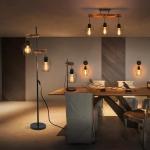 Wandlamp voor binnen, hout, vintage retro met schakelaar, industrieel design, E27, wandspot, zwart, met 1 vlam, van metaal, wandspot voor slaapkamer, woonkamer, hal, café, zonder 