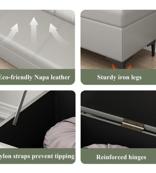 Faux Lederen Opslag Ottomaanse Bank met Gestoffeerde Slaapkamer Bank Speelgoed Doos Organizer en Salontafel 300 Lbs Capaciteit