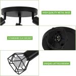 Plafondlamp, zwart, 3 vlammen, , kooi, design, metaal, E14, max. 40 W, plafondlamp, spots, draaibaar, 350 graden, voor keuken, hal, woonkamer, slaapkamer (zonder lamp)