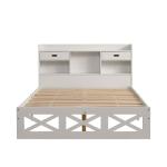 Moderne complete slaapkamerset: houten bed, nachtkastje, commode, kledingkast met 2 deuren - wit design, 140 x 200 cm tweepersoonsbed met opbergfunctie (wit)
