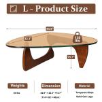 Skandinavischer Couchtisch, Wohnzimmertisch mit Platte aus Hartglas, Beistelltisch aus Holz, Kaffeetische, Schlafzimmer, Büro, Café (Walnut + Braun, 114 cm)