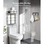 Towel Racks Wall Mounted for Bathroom, Towel Holder Wall Mounted with Wooden Floating Shelf & 3 Metal Hooks, Rolled Bath Towel and Hand Towel Rack for Bathroom, Rustic Wooden