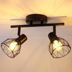 E14 Plafondspot 2 Lampen, e14 led vintage Spot light 350 ° Draaibare plafondspot, Metalen LED plafondlamp zwart voor Binnen Hal Woonkamer Winkel Slaapkamer keuken
