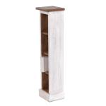 RUSTICALES houten cd-rek CD Tower | massief mahonie hout, 76x15,5x16cm (HxBxD) | houten plank met 4 vakken, cd-opslag | kleur: 05 wit-natuur