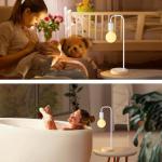 Industriële tafellamp voor slaapkamer, volledig dimbare moderne bedlampjes met 2700 K warme gloeilamp voor kinderen, lezen, minimalistische bedlampjes voor kantoor (wit)