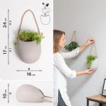 Wandvazen -Ellie- | Hangende keramische bloempotten 2-delig | wanddecoratie voor kamer, balkon en tuin | lichtgrijs (mat)