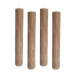 Set van 4 rustieke staafkaarsen, hoogte: 24 cm, diameter: 3,4 cm, 24 uur brandduur, dikke kaarsen, dinerkaarsen, tafelkaarsen, kerkkaarsen, kleur: zandbruin
