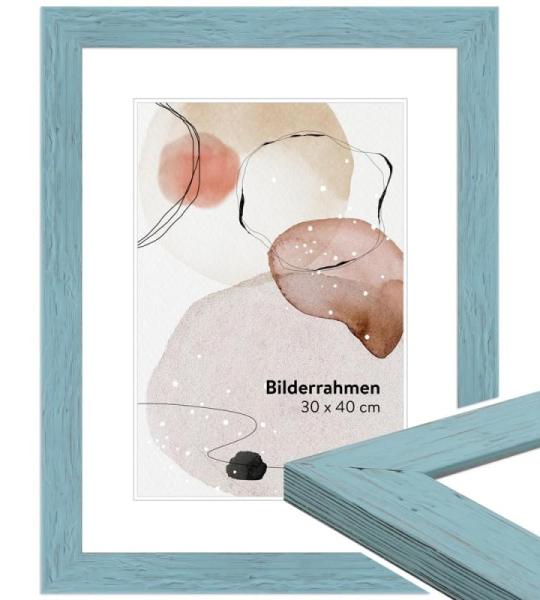 Fotolijst Strandhuis Stijl 20x20cm I Kleur: Blauw I Rustiek Houten Fotolijst Landelijke Stijl I Made in Germany I H750
