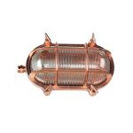 Buitenwandlamp messing glas in koper IP64 tuin binnenplaats H: 13 cm E27 geribbeld maritiem nostalgische buitenlamp terras SKIATHOS