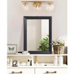 Zwarte rustieke spiegels voor muur, groot, 50 x 40 cm, rechthoek, houten frame, decoratieve wandspiegel voor slaapkamer, badkamer