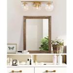 Rustieke houten spiegel, rechthoekig, decoratief, grote wandspiegel, 50 x 40 cm, met frame, slaapkamer, woonkamer, badkamer, hangspiegel, bruin
