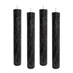 Set van 4 rustieke staafkaarsen, hoogte: 24 cm, diameter: 3,4 cm, 24 uur brandduur, dikke kaarsen, dinerkaarsen, tafelkaarsen, kerkkaarsen, kleur: zwart