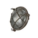 SERIFOS Buitenwandlamp messing glas in zwart antiek IP64 tuin balkon B: 21 cm E27 rustiek maritiem rooster ronde wandlamp Outdoor SERIFOS