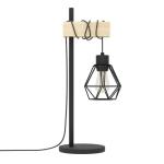 Tafellamp Townshend 5, vintage tafellamp in industrieel design, retro lamp, bedlampje van staal, hout, kleur zwart, bruin, FSC-gecertificeerd, fitting E27, incl. schakelaar