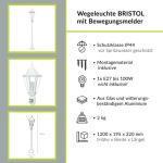 Rustieke wegverlichting met bewegingsmelder E27 hoogte 1,1 m IP44 vloerlamp wit buitenverlichting buitenlamp tuin terras