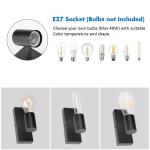 Wandlamp, E27, vintage, industrieel, draaibaar, retro, van metaal, wandverlichting voor trap, hal, slaapkamer, woonkamer, keuken, zwart, lamp niet inbegrepen