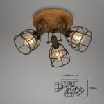 - Retro plafondlamp met traliekap, 3-lichts vintage plafondlamp, E27 fitting max. 25 watt, verstelbare lampenkappen, rustieke plafondspot gemaakt van staal, bruin.