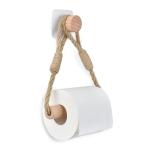 2er Set Toilettenpapierhalter ohne Bohren, Vintage Handtuchhalter aus Seil und Holz, Selbstklebende WC Papier Halterung, Industriestil Bad Dekoration, Boho Design, Geeignet für Ba
