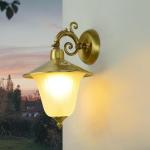 Buitenwandlamp echt messing glas wit maritiem klassiek antiek H: 30cm E14 voor tuin terras huis entree buitenlamp wandlamp buitenlamp tuin