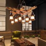 Hanglamp Vintage Hangende Verlichting Eetkamer Kroonluchter Binnen Retro Industriële Hangende Lamp Van Hout Metaal Glazen Lampenkap E27 Plafondverlichting Bar Hoogte Verstelbaar P