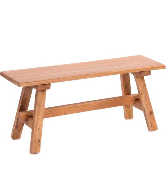 Rustiekhouten bank Anzio 90 | 90x39x26cm (BxHxD), bank gemaakt van mahonie hout | inklapbare zitbank, houten bank, keukenbank van hout, vouwbank | kleur: 08 honingkleuren gewaxt