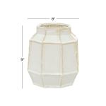Keramische geometrische vaas, 8" x 8" x 9", wit