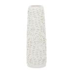 Keramische bloemen reliëf vaas, 6" x 6" x 17", wit