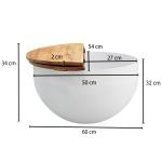 FineBuy Mango Salontafel, 60 x 34 x 60 cm, massief hout, metaal, industrieel rond, design woonkamertafel met opbergruimte, loungetafel, sofatafel, modern