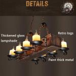 Loft Houten Kroonluchter Vintage Industriële Drop Lights Retro Stijl Hanglamp Iron Art Verstelbare hoogte E14 Retro 8 Lamp Internet Cafe Bar Restaurant Verlichting