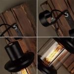 Vintage Wandlampen Hangende Verlichting Eetkamer Kroonluchter Binnen Retro Industriële wall light Van Hout Metaal Glazen Lampenkap E27 Wandkandelaar Bar Hoogte Verstelbaar Plafond