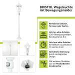 Rustieke wegverlichting met bewegingsmelder E27 hoogte 1,1 m IP44 vloerlamp wit buitenverlichting buitenlamp tuin terras