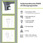 Outdoor wandlamp met bewegingsmelder glas aluminium donkergrijs IP44 huis B: 17 cm E27 sensor lantaarn nostalgische buitenlamp PARIS