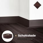 Zachte plint, 100 m (4 x 25 m), chocolade, 32 x 23 mm, pvc, zelfklevend, knikhoek plint, hoekprofiel, aansluitprofiel, vloerlijst, rubberen plint