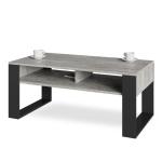 Artisan-salontafel, retro loftbank, open dubbele plank, glijpoten, ideaal voor koffiekransen, gelamineerde plaat, groot oppervlak, gegarandeerde stabiliteit.